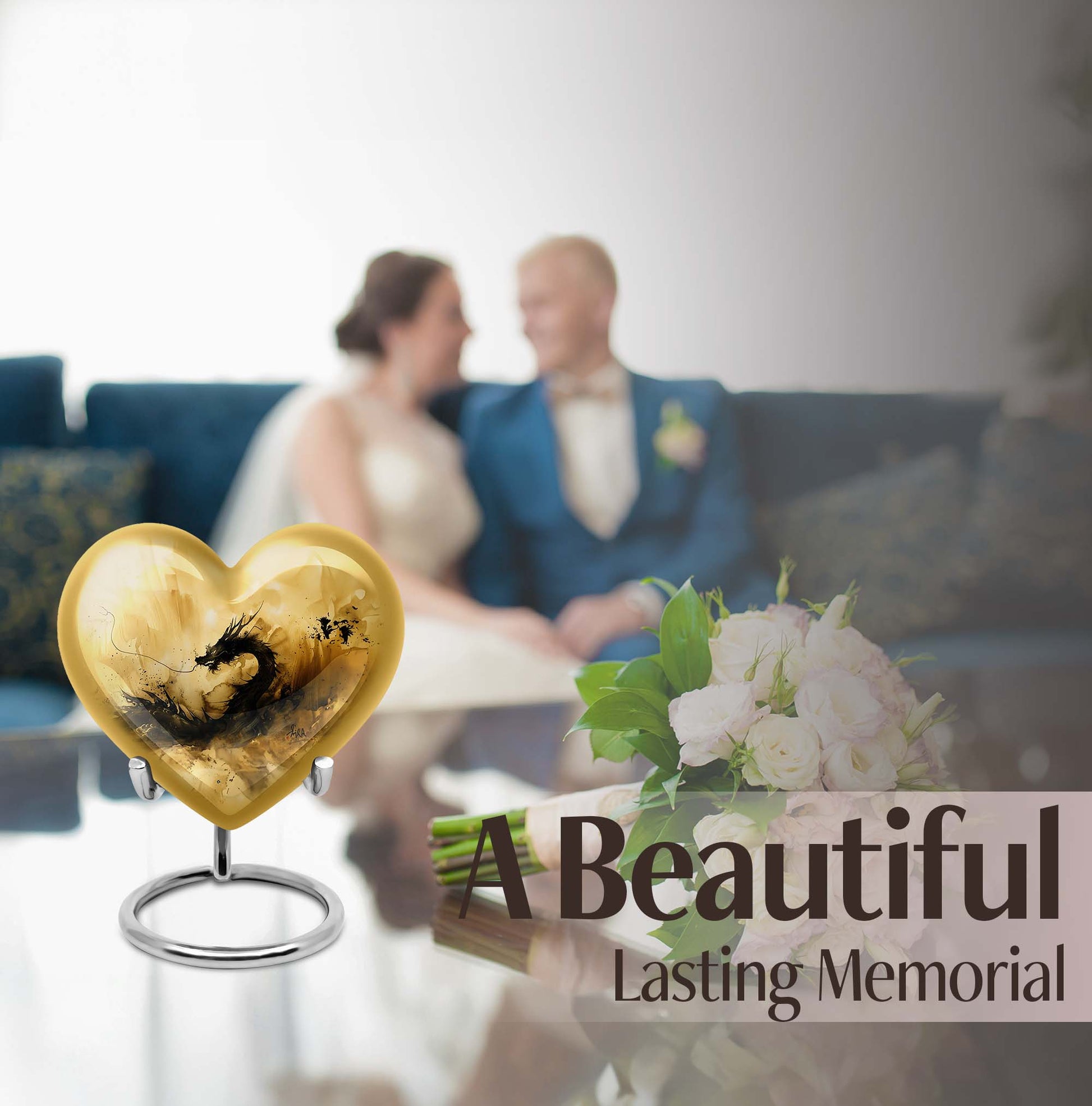 heart shaped dragon urn for cremation ashes.