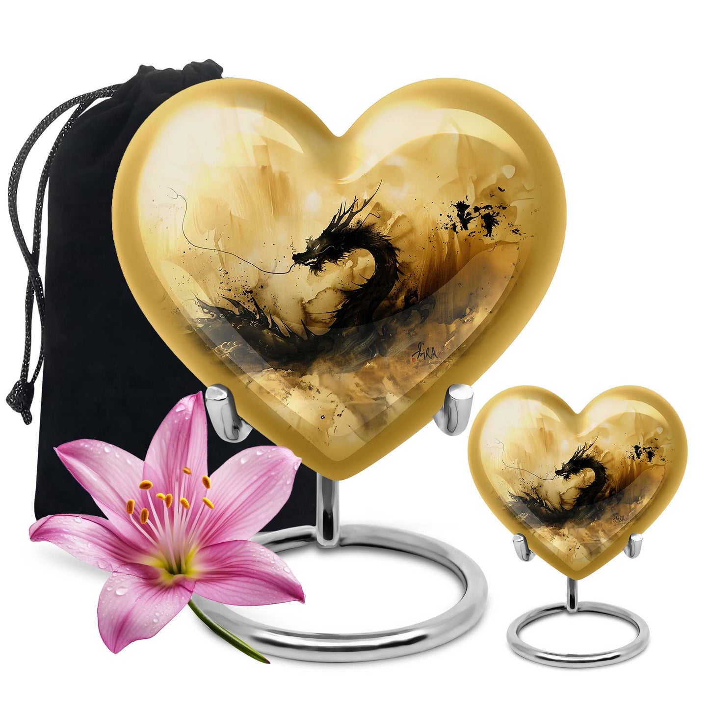 heart shaped dragon urn for cremation ashes.