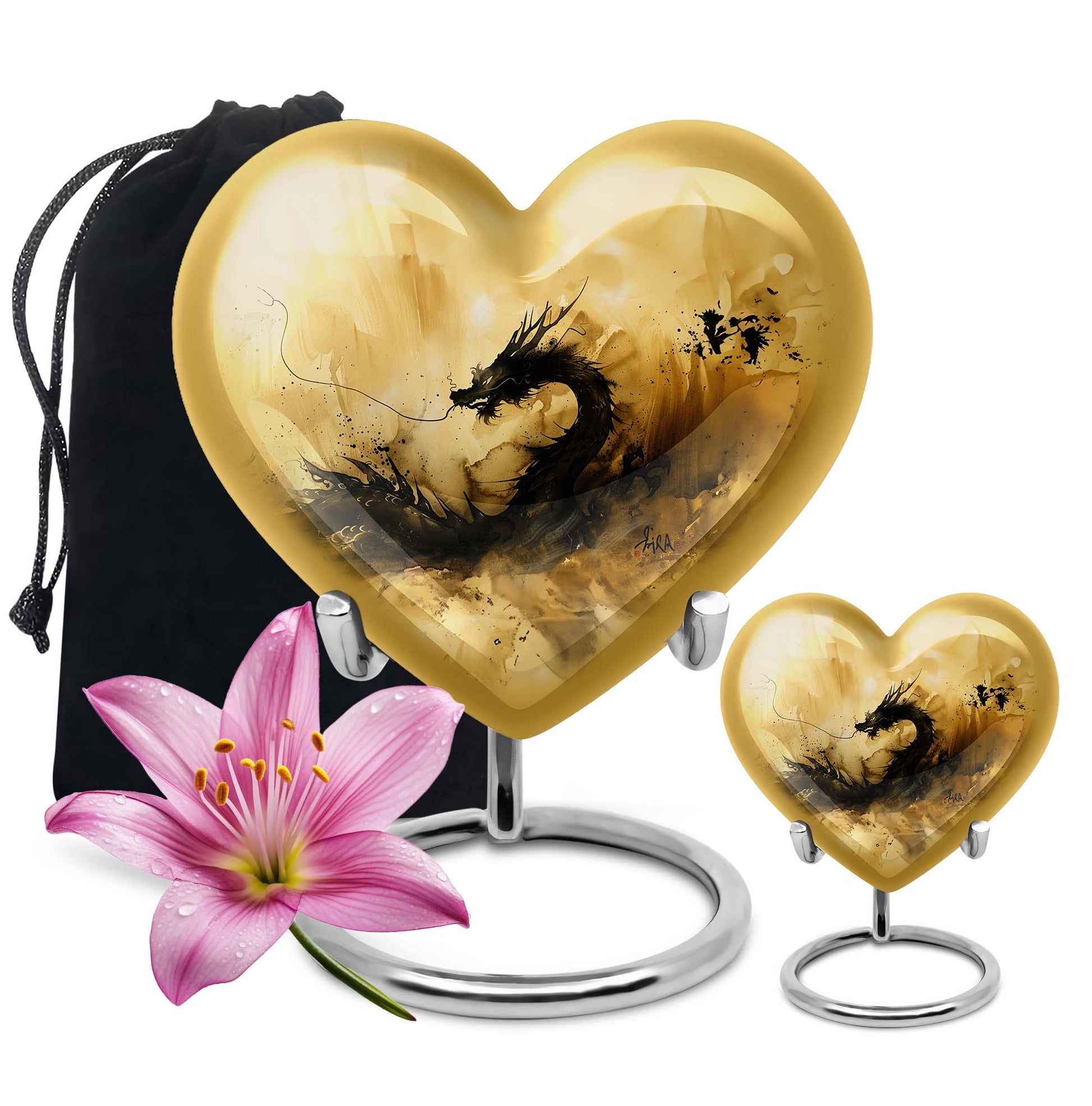 heart shaped dragon urn for cremation ashes.