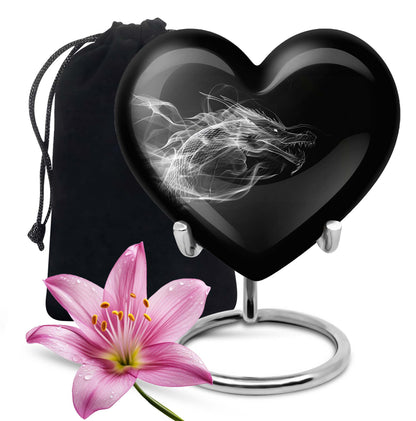 10-inch heart-shaped dragon urn for adult ashes