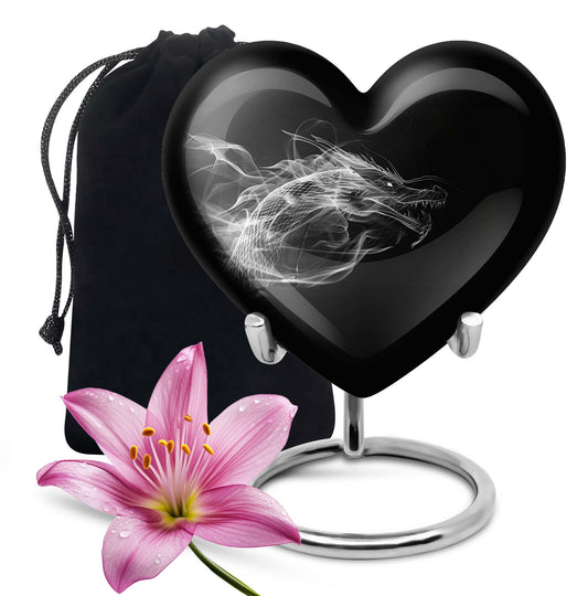 10-inch heart-shaped dragon urn for adult ashes