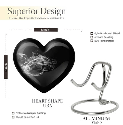 10-inch heart-shaped dragon urn for adult ashes