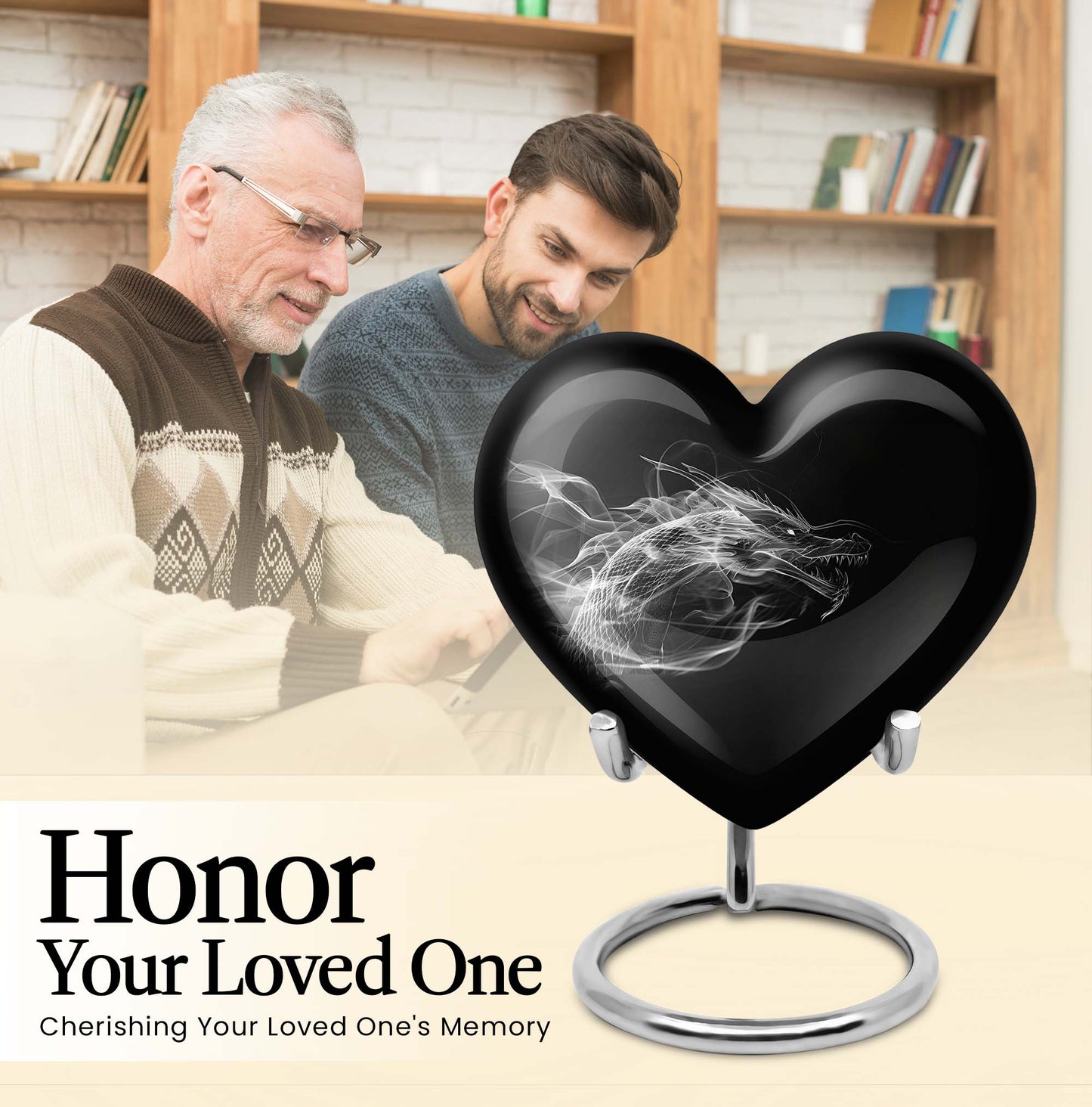 10-inch heart-shaped dragon urn for adult ashes