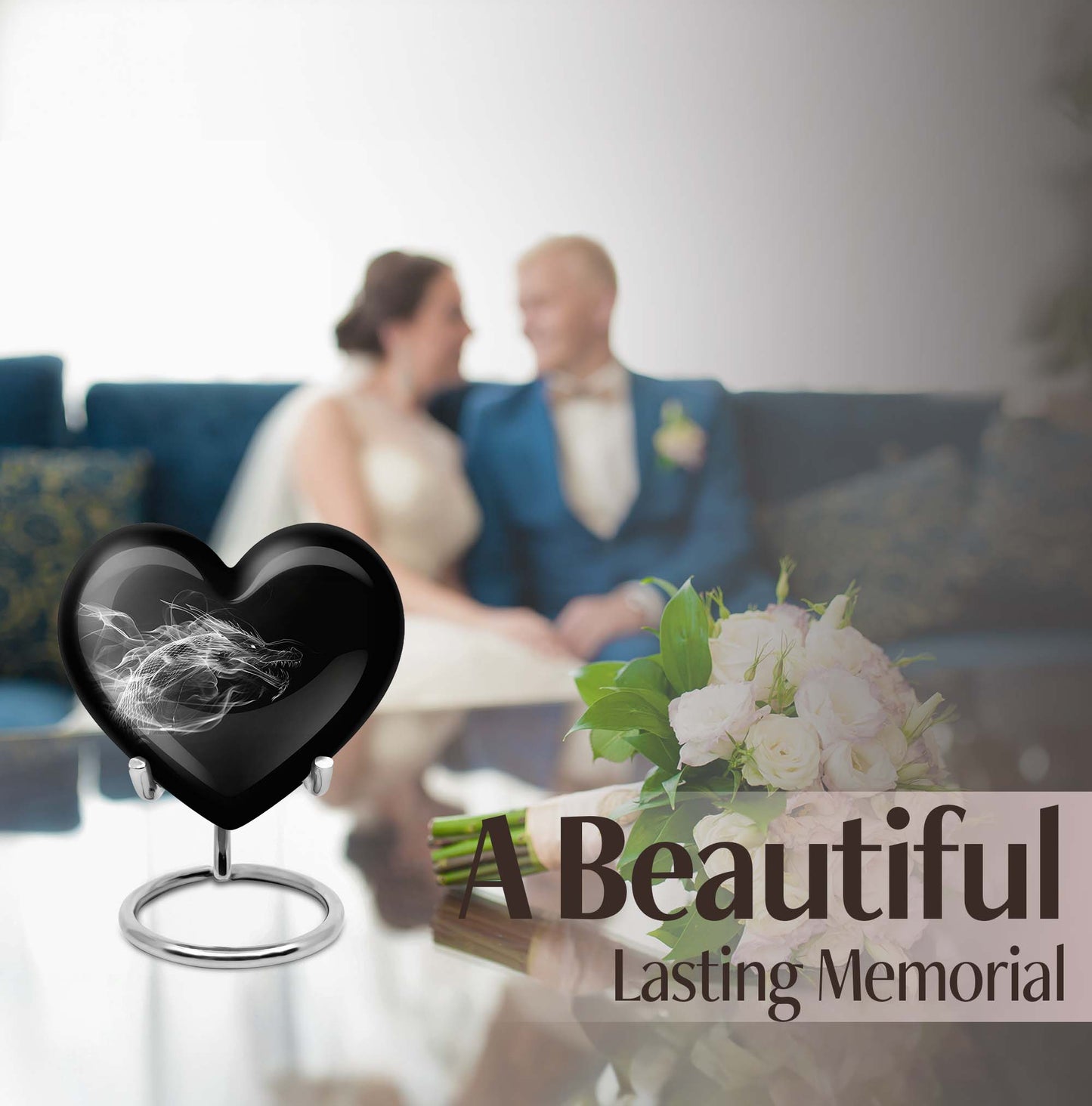 10-inch heart-shaped dragon urn for adult ashes
