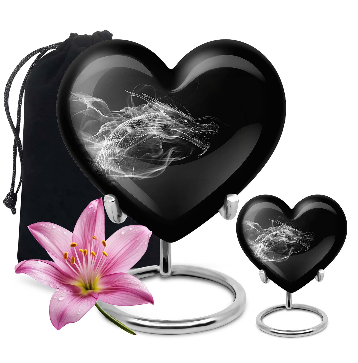 10-inch heart-shaped dragon urn for adult ashes