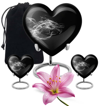 10-inch heart-shaped dragon urn for adult ashes