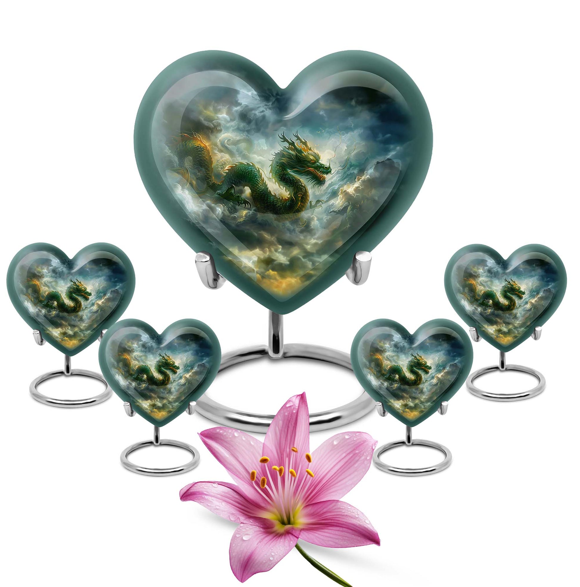 heart-shaped dragon urn for human ashes