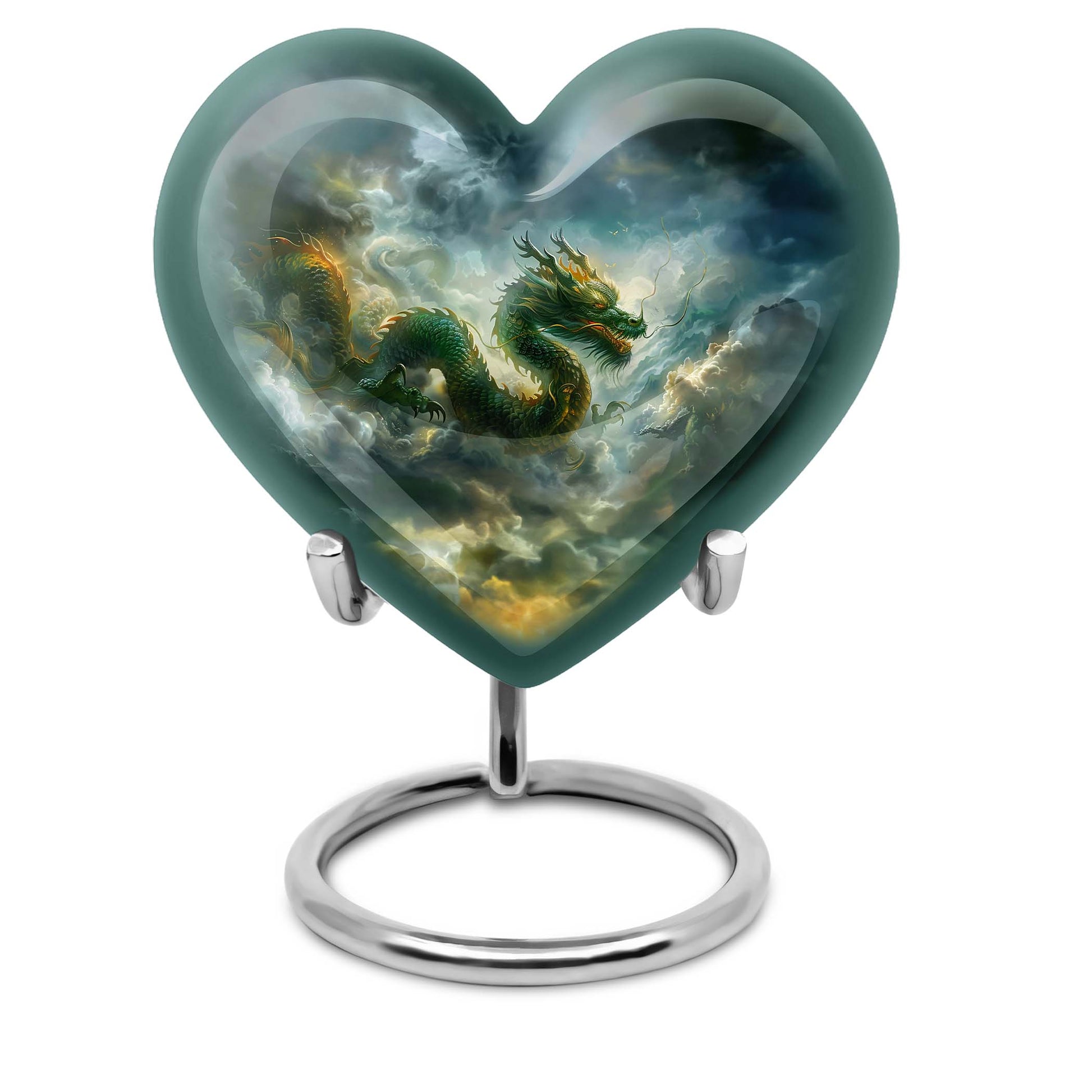 heart-shaped dragon urn for human ashes