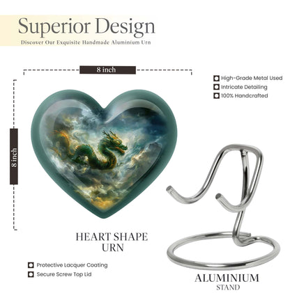 heart-shaped dragon urn for human ashes
