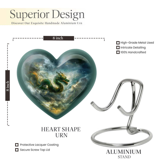 heart-shaped dragon urn for human ashes