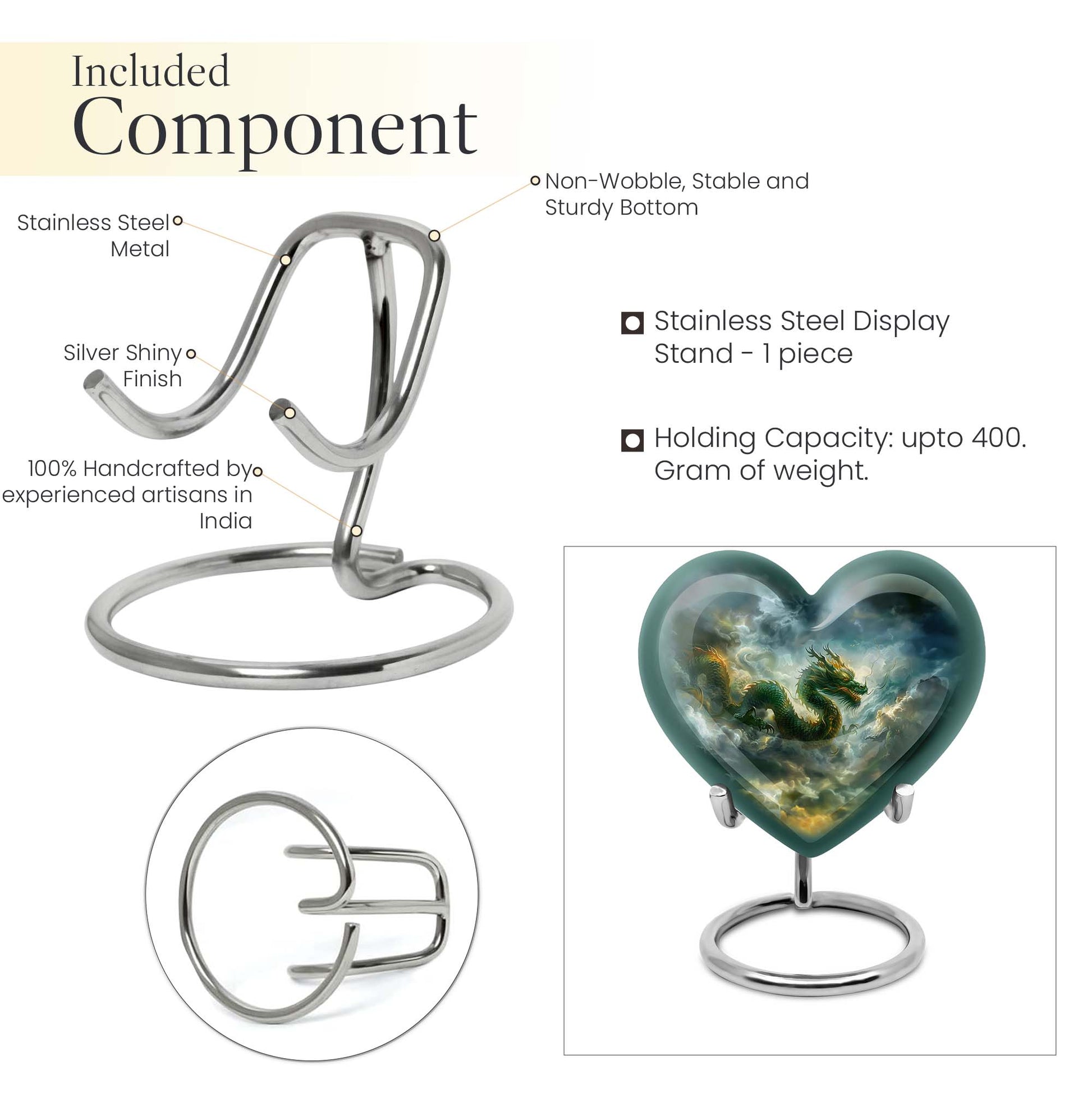 heart-shaped dragon urn for human ashes