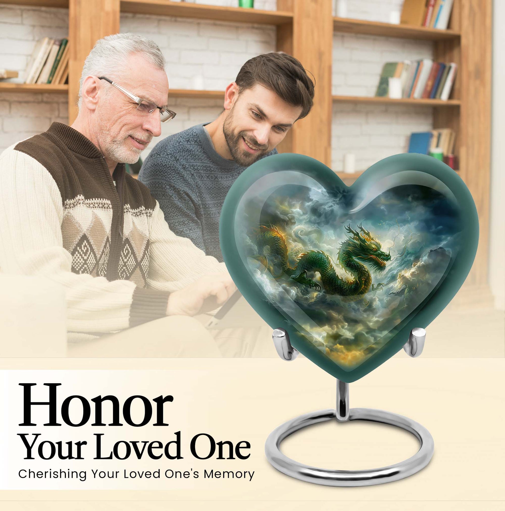 heart-shaped dragon urn for human ashes