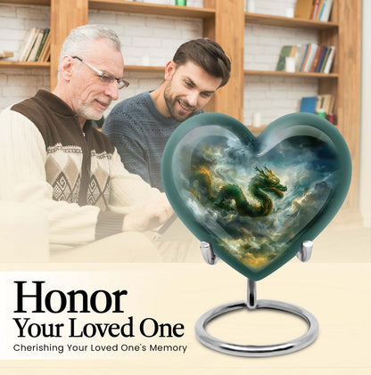 heart-shaped dragon urn for human ashes