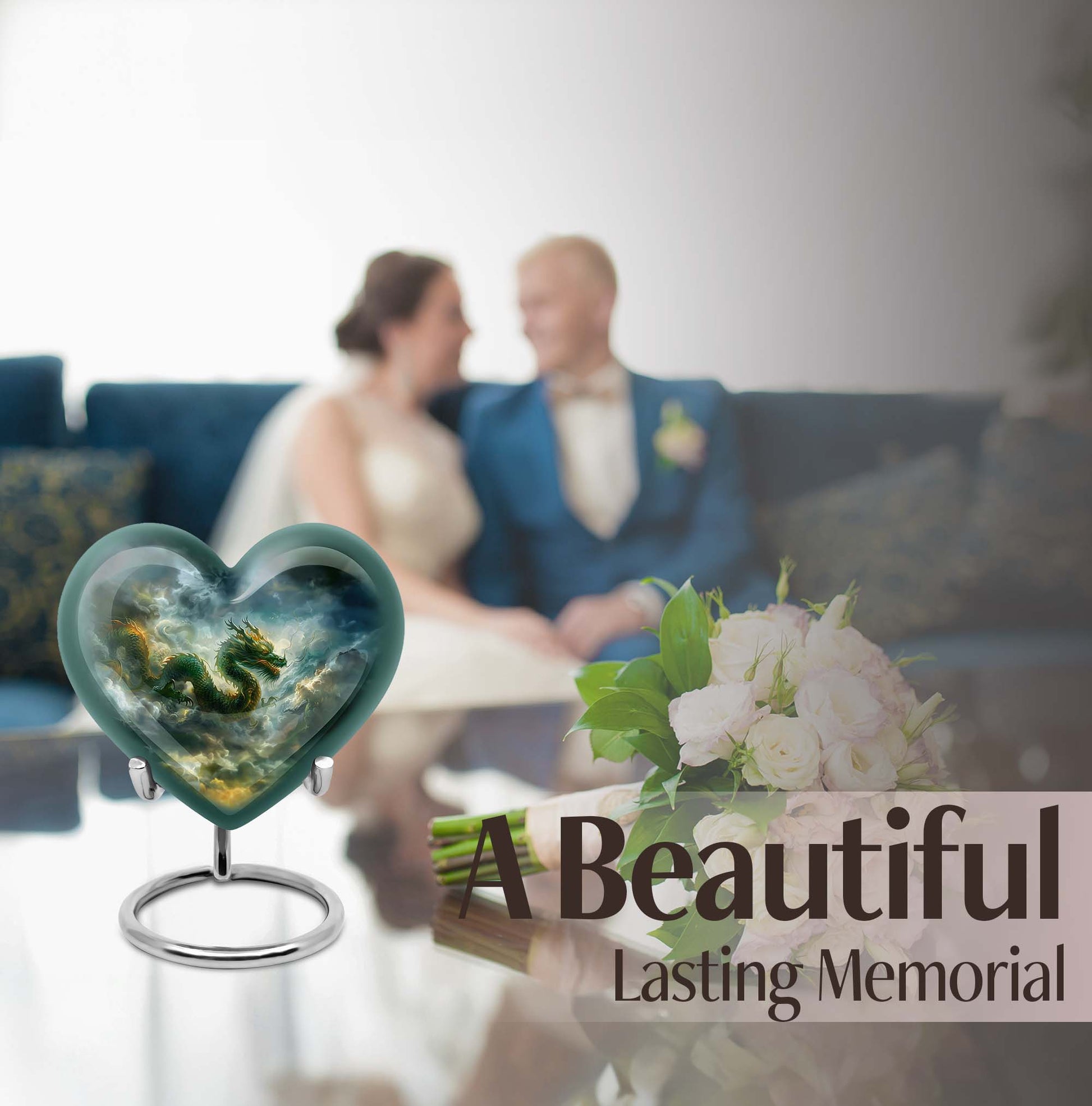 heart-shaped dragon urn for human ashes
