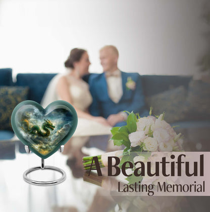 heart-shaped dragon urn for human ashes