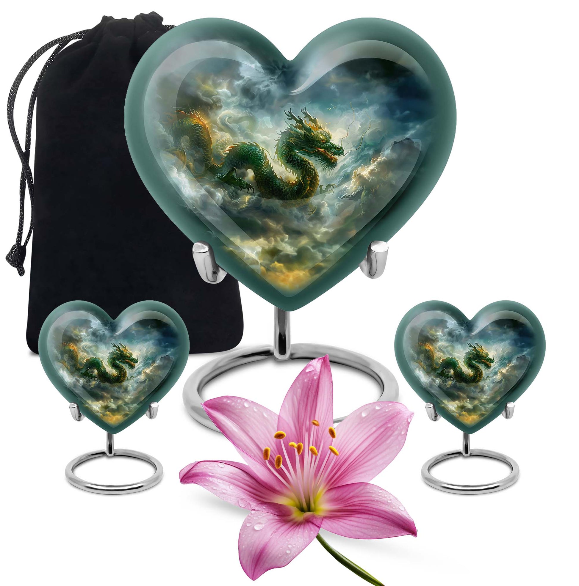 heart-shaped dragon urn for human ashes