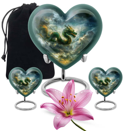 heart-shaped dragon urn for human ashes