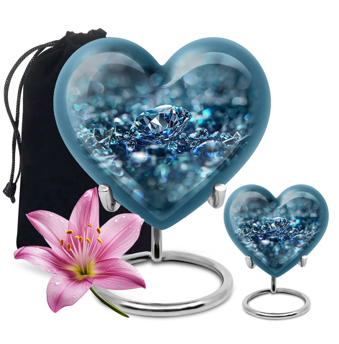 Heart-shaped diamond urn