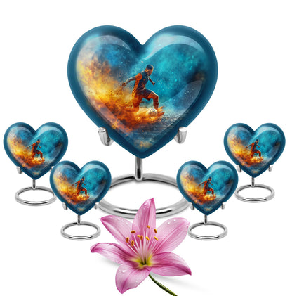 10-inch Heart Urn for Soccer theme memorial, large