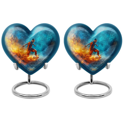 10-inch Heart Urn for Soccer theme memorial, large
