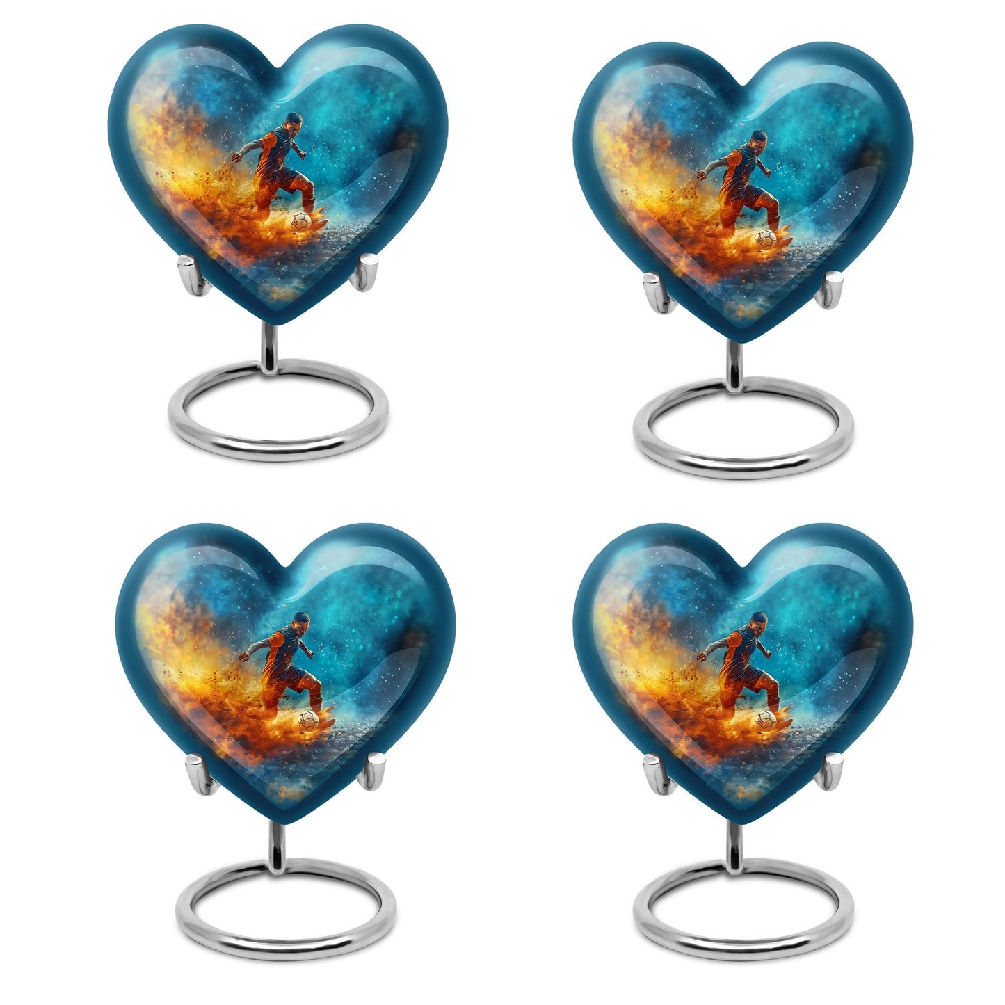 10-inch Heart Urn for Soccer theme memorial, large