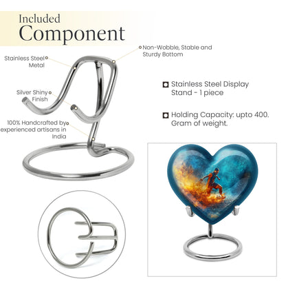 10-inch Heart Urn for Soccer theme memorial, large