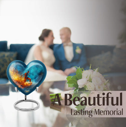 10-inch Heart Urn for Soccer theme memorial, large