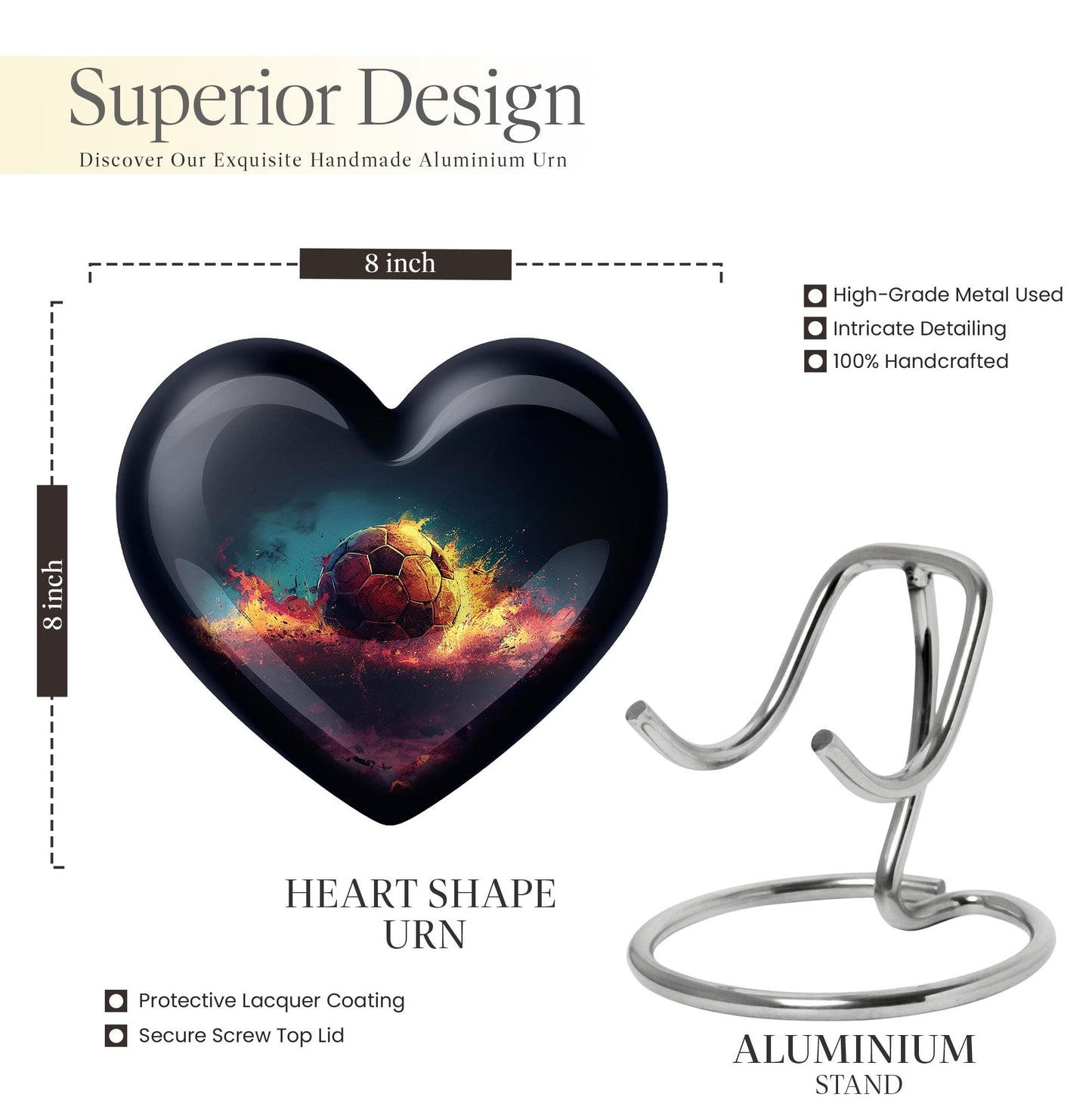heart-shaped large soccer urn