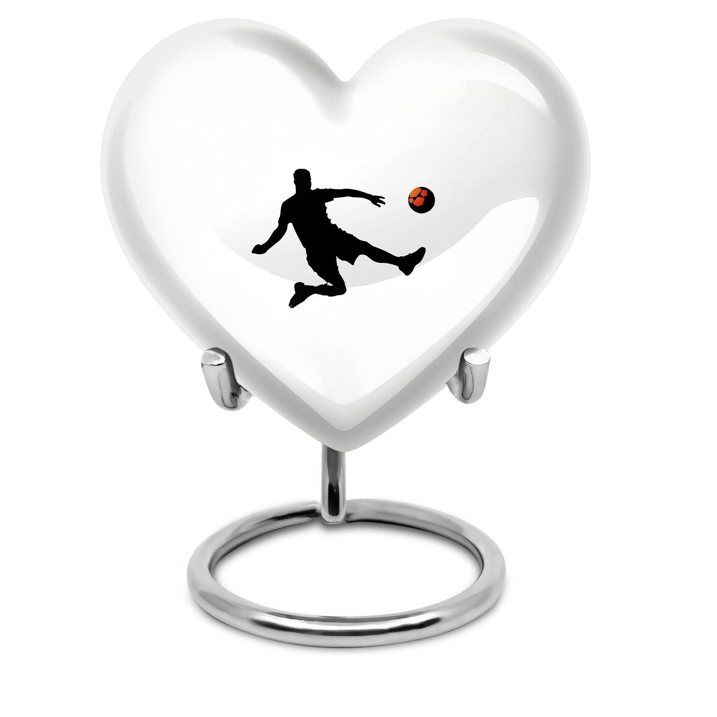 10-inch soccer-themed heart-shaped urn