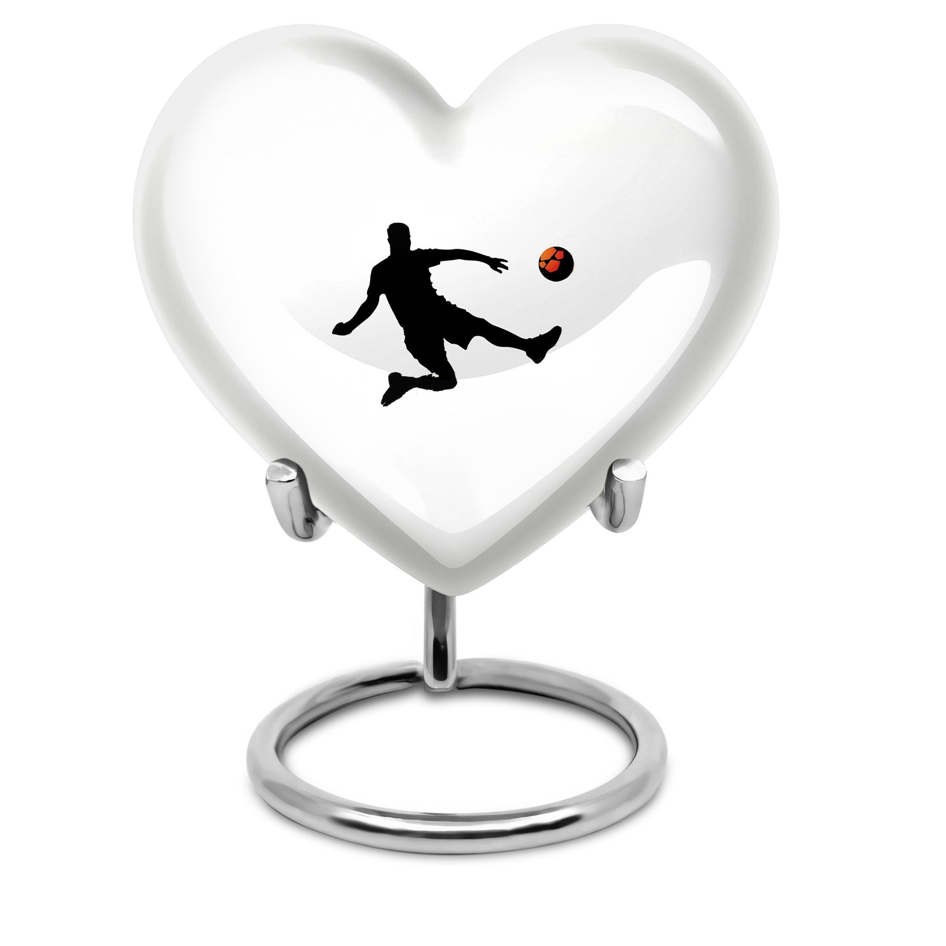 10-inch soccer-themed heart-shaped urn
