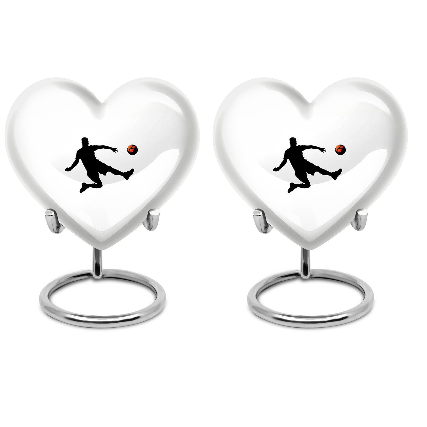 10-inch soccer-themed heart-shaped urn