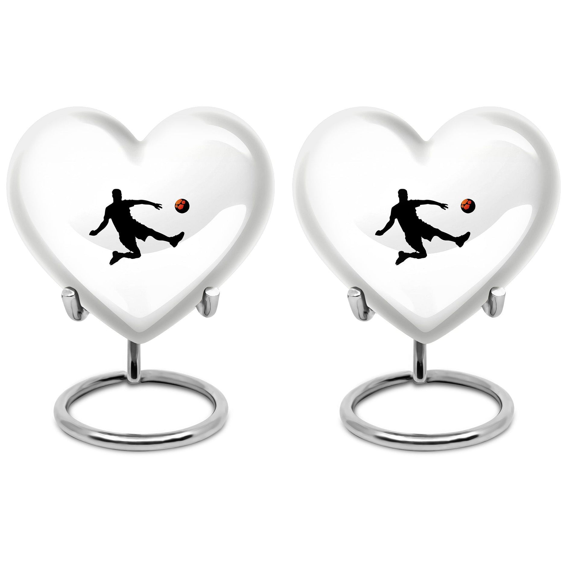 10-inch soccer-themed heart-shaped urn