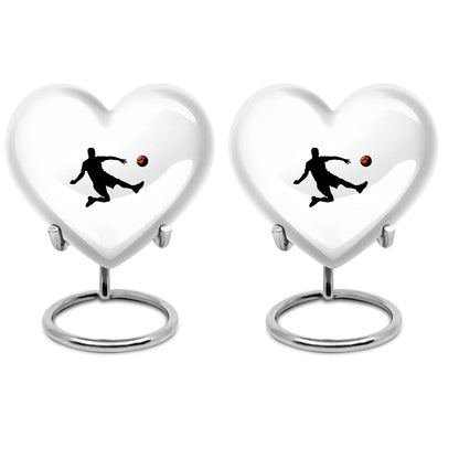 10-inch soccer-themed heart-shaped urn