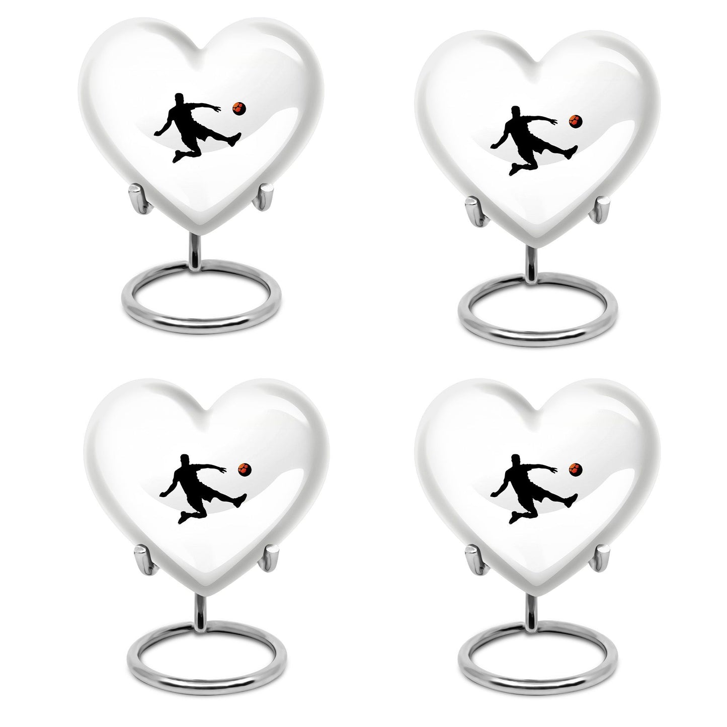 10-inch soccer-themed heart-shaped urn