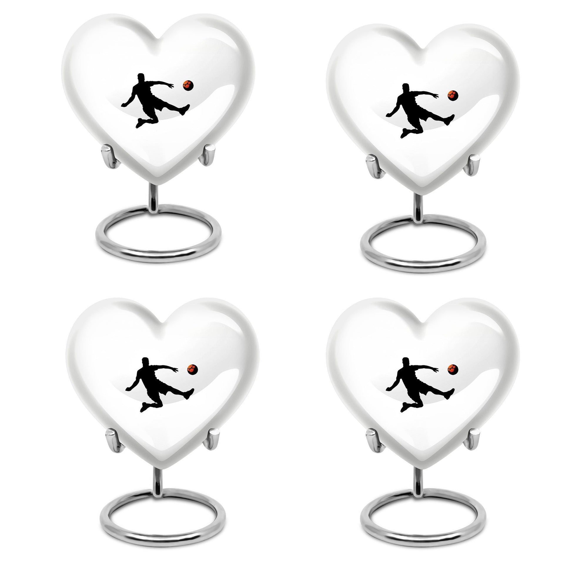 10-inch soccer-themed heart-shaped urn