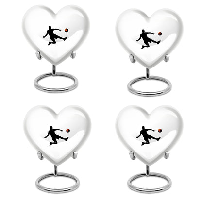 10-inch soccer-themed heart-shaped urn