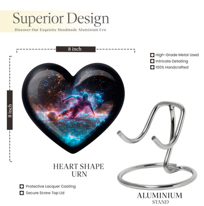 10-inch Soccer Urn for dad, heart-shaped memorial urn with cross design, customizable