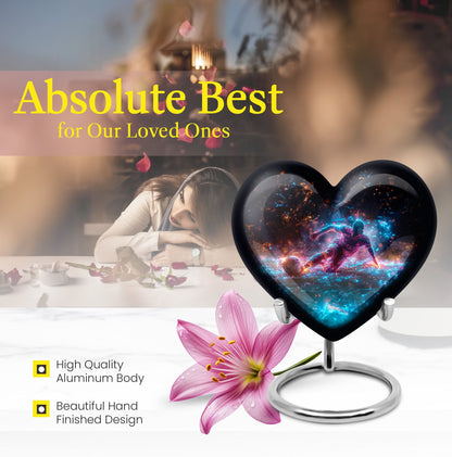 10-inch Soccer Urn for dad, heart-shaped memorial urn with cross design, customizable
