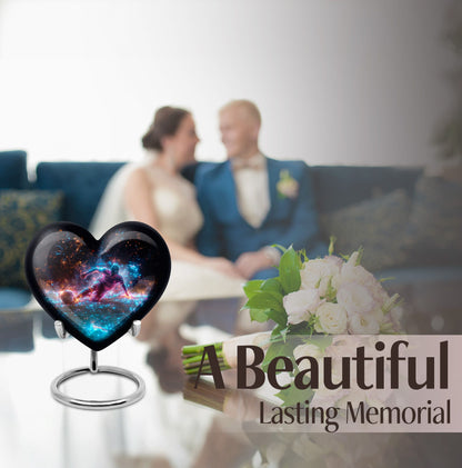 10-inch Soccer Urn for dad, heart-shaped memorial urn with cross design, customizable