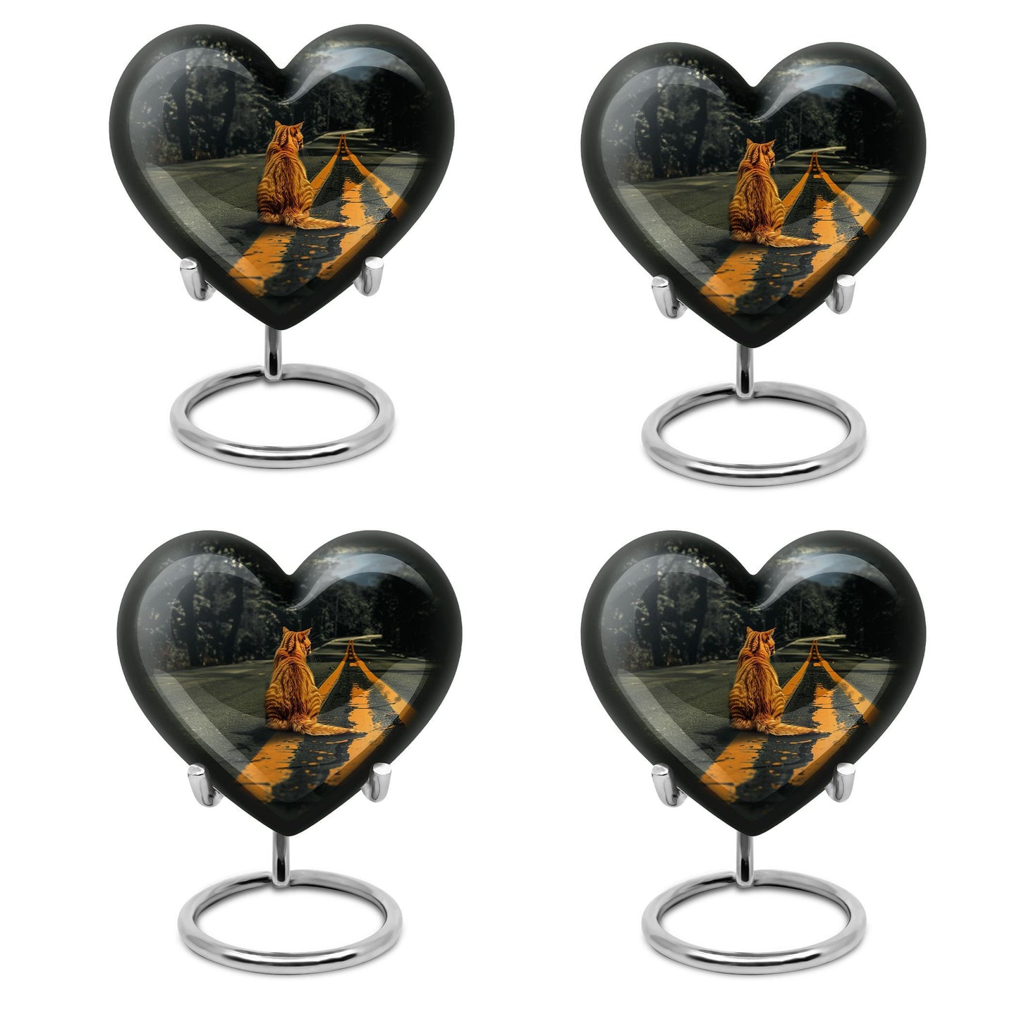 orange heart-shaped cat urn