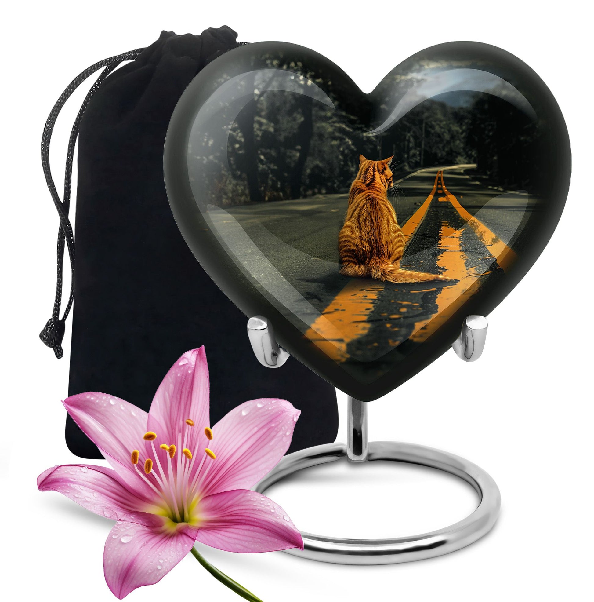 Orange Cat Mini Keepsake Funeral, Ashes Cremation Urn For Ashes