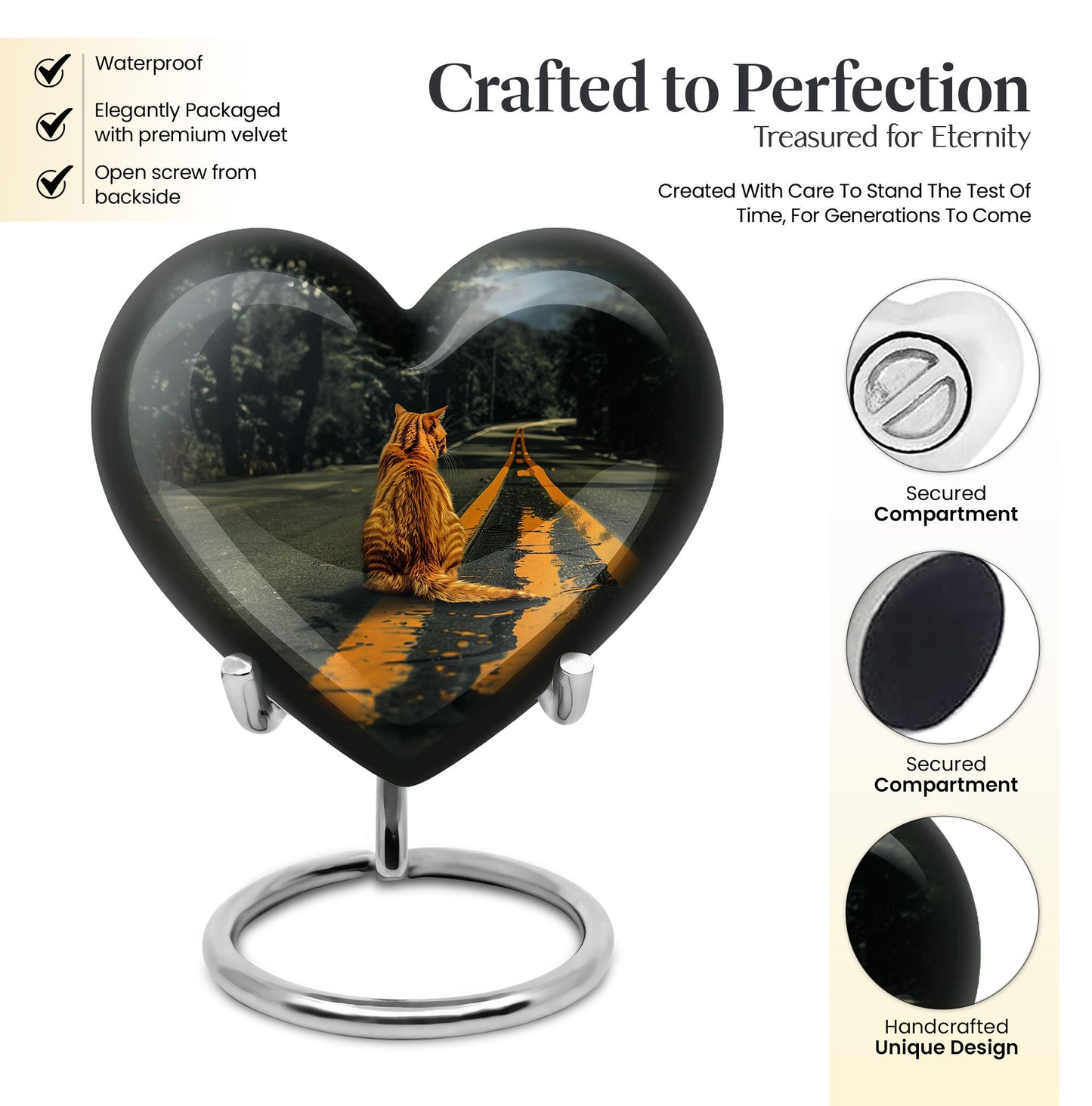orange heart-shaped cat urn