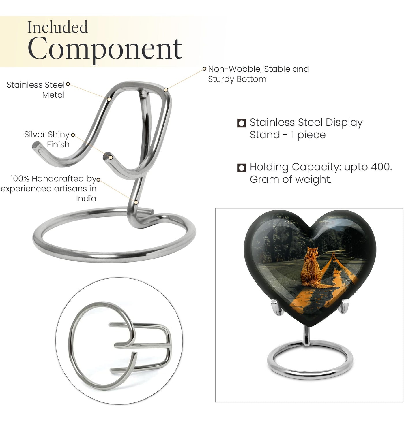 orange heart-shaped cat urn