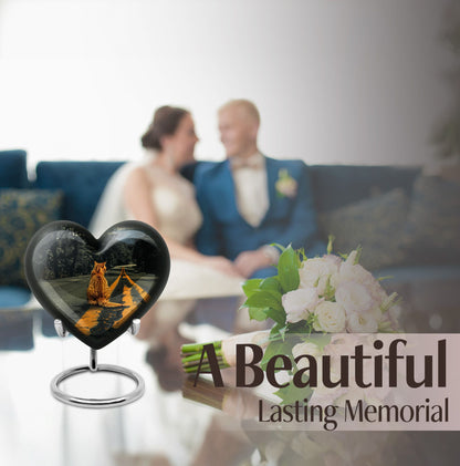 orange heart-shaped cat urn