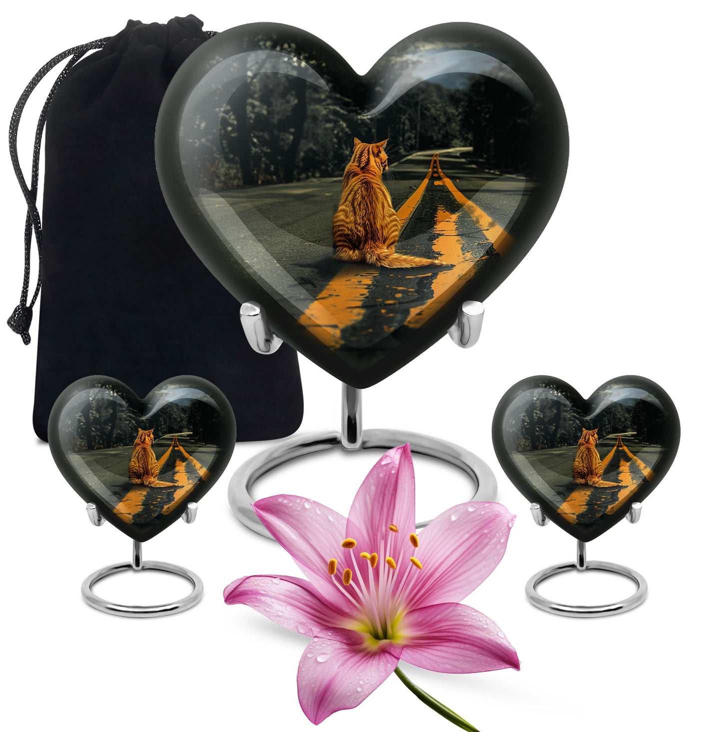orange heart-shaped cat urn