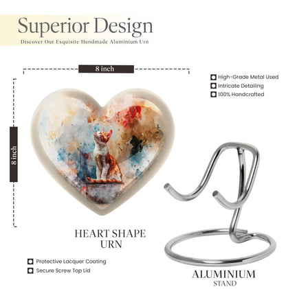 10-inch orange cat heart cremation urn