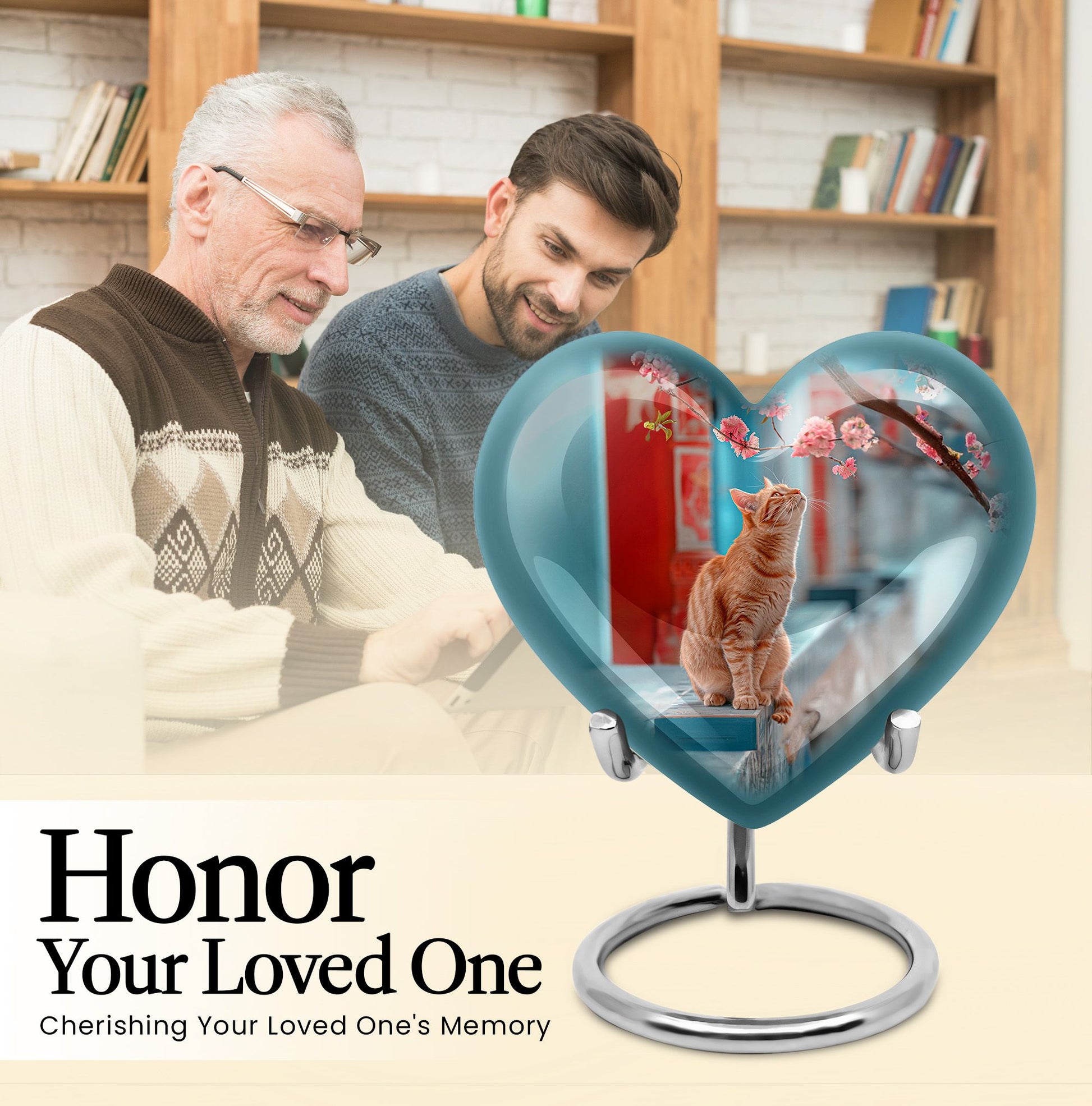 orange cat heart burial urn