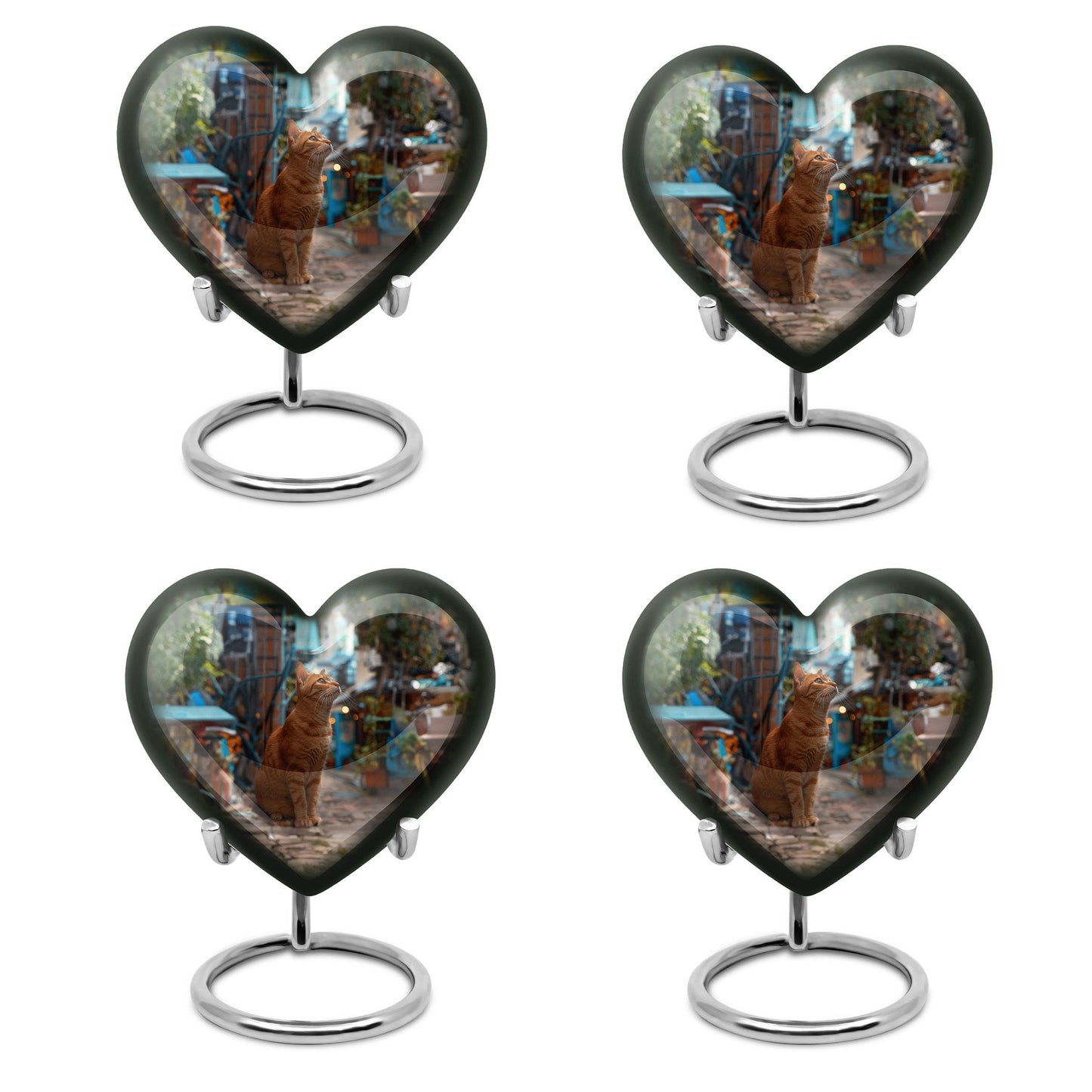10 inch orange cat Heart Urn, cremation urn for ashes in aluminium