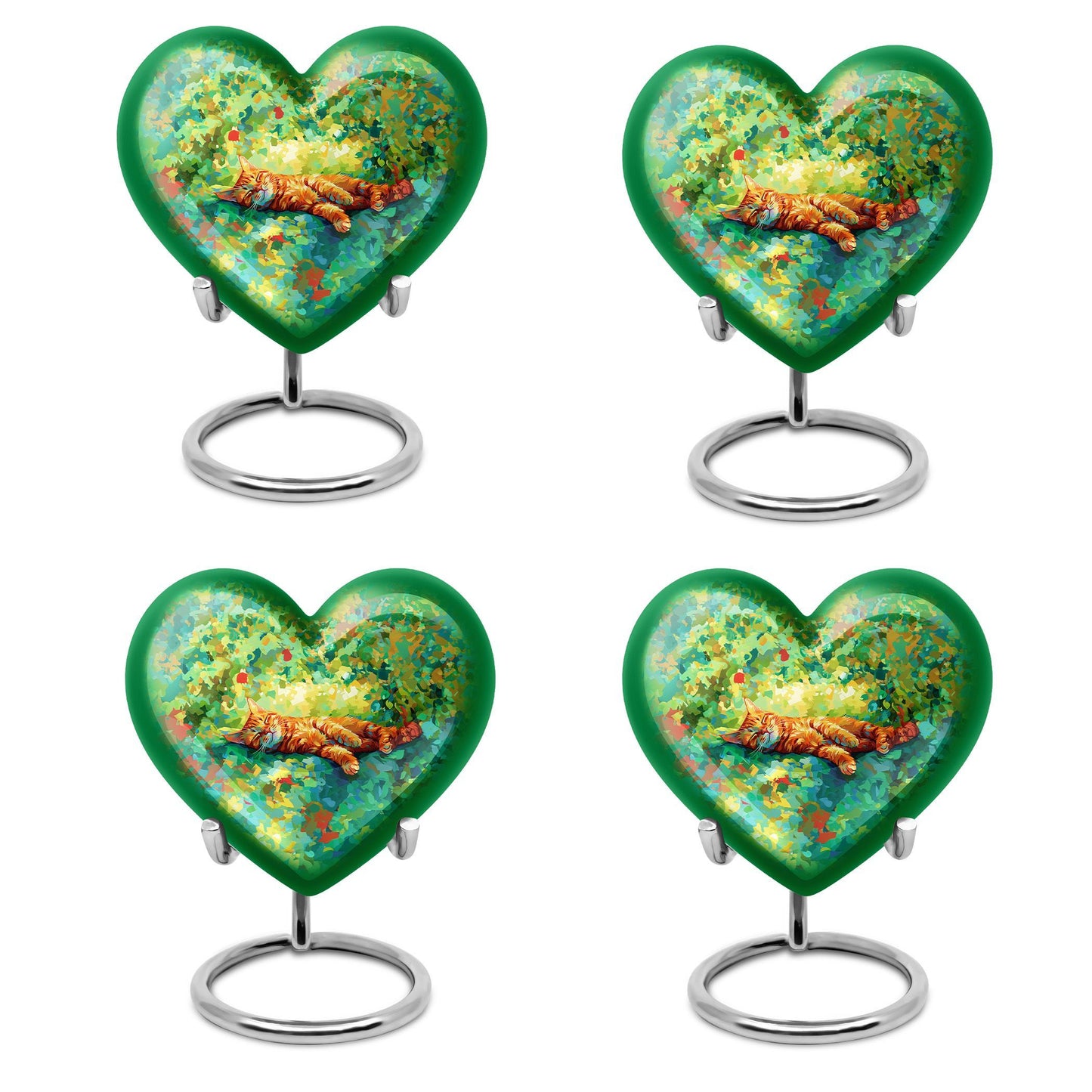 heart shaped orange cat urn
