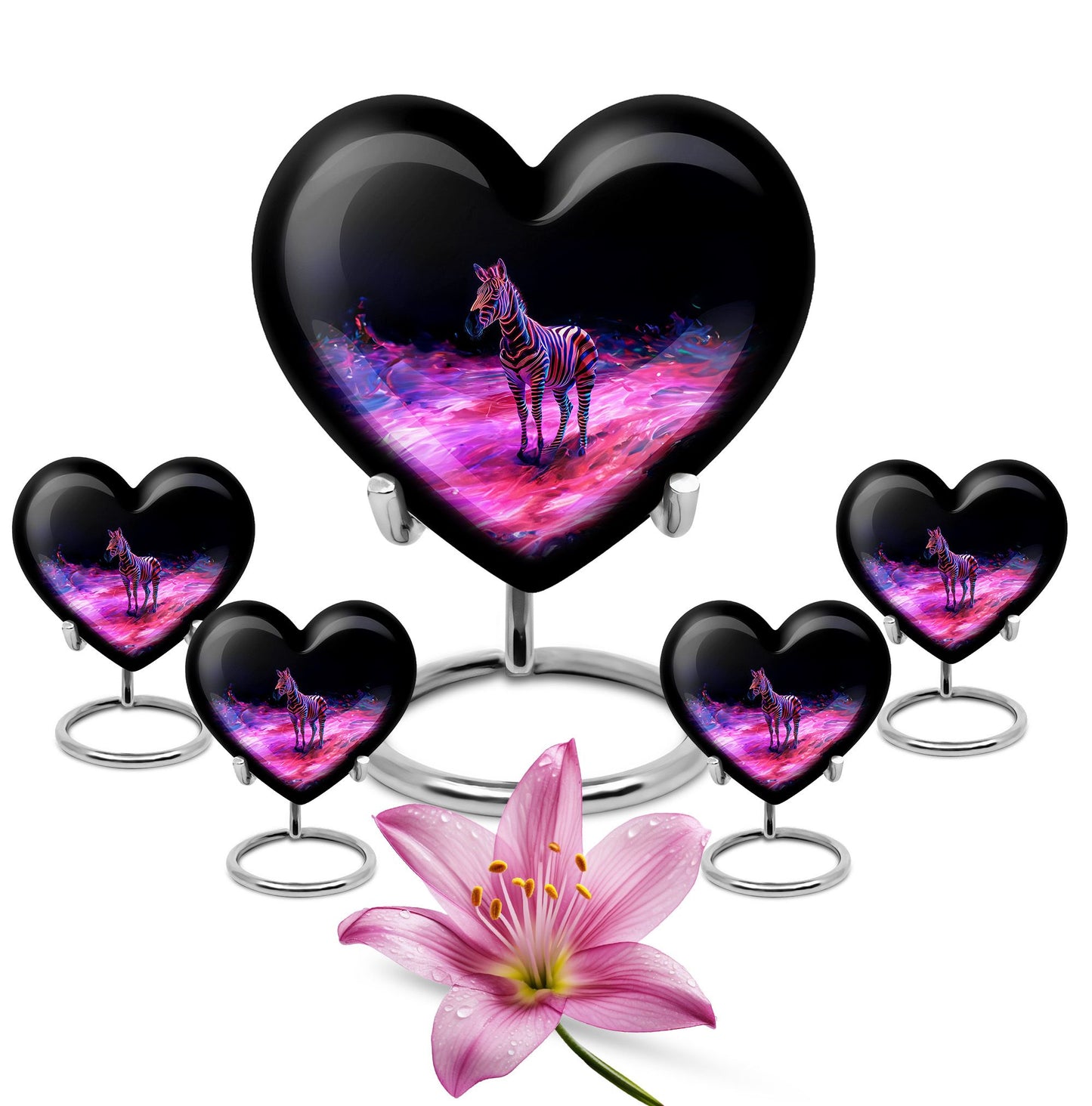  Heart-Shaped Zebra Cremation Urn for burial, 